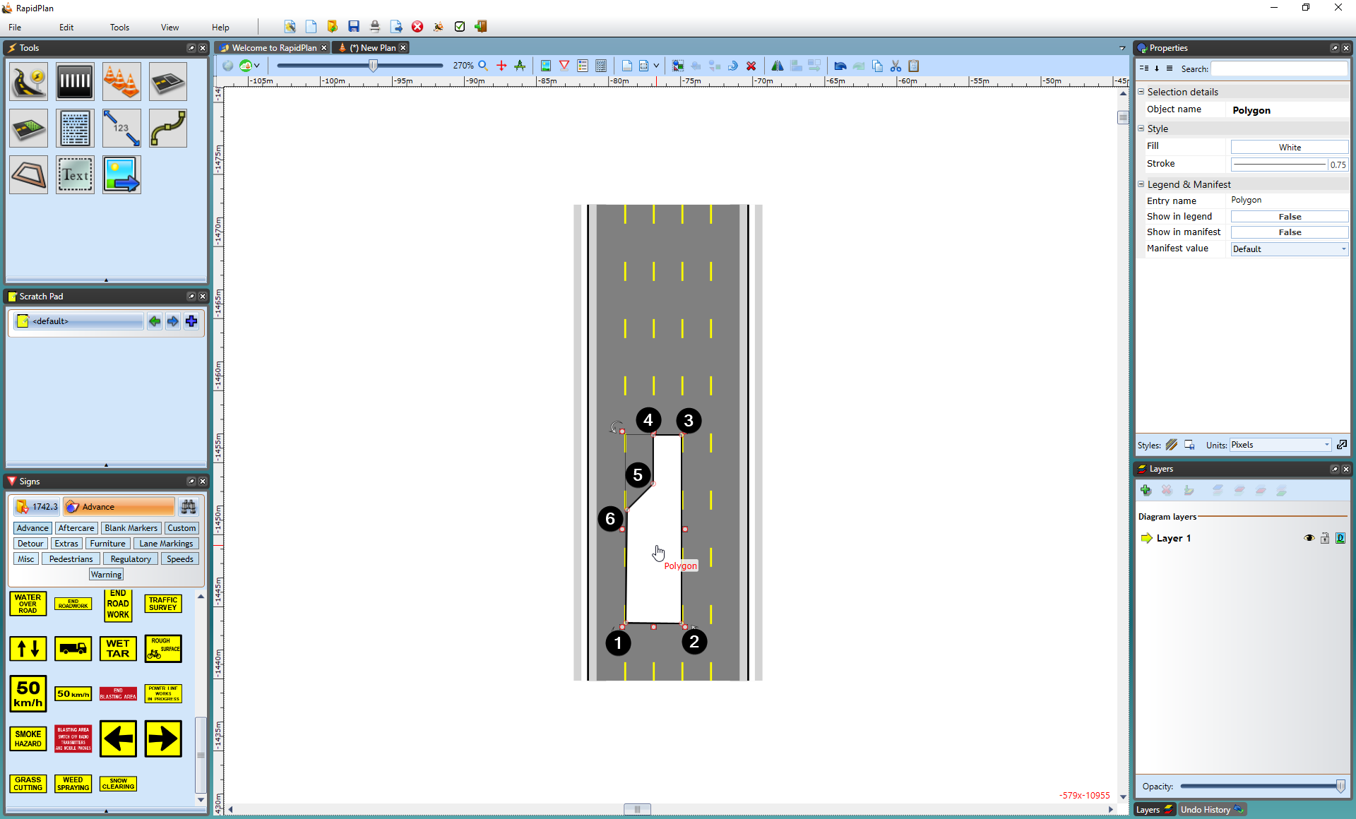 Polygon traffic island