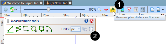 Measurement tools button