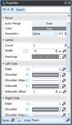 the properties palette