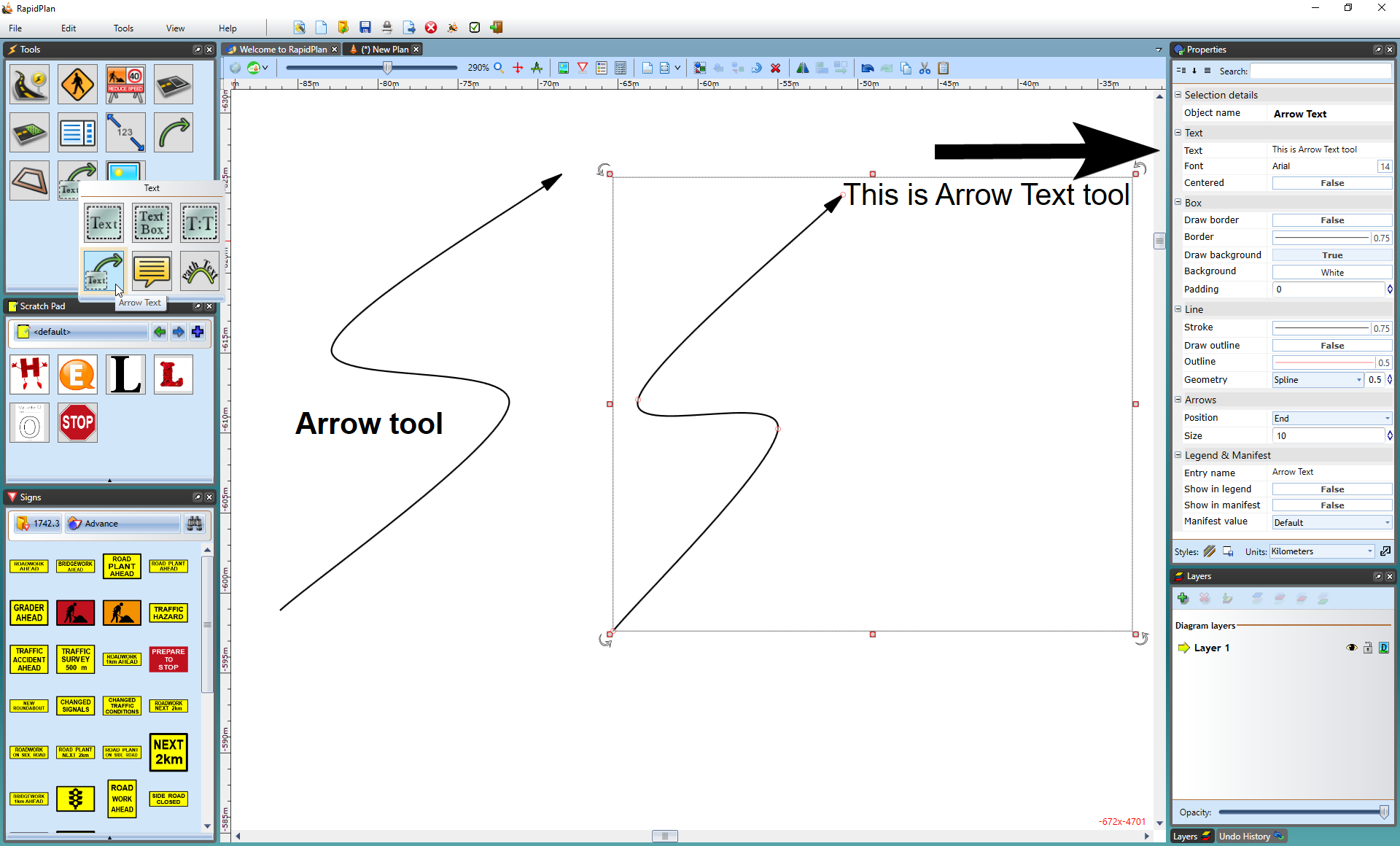 The_Arrow_tool_and_The_Arrow_Text_Tool