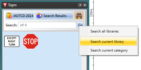 Advanced sign search scope options