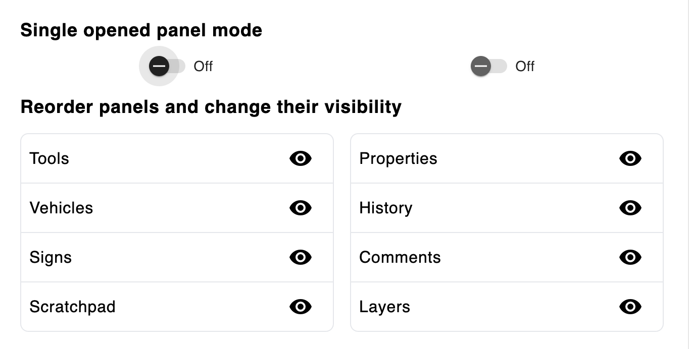 Customize palette order and visibility in Settings