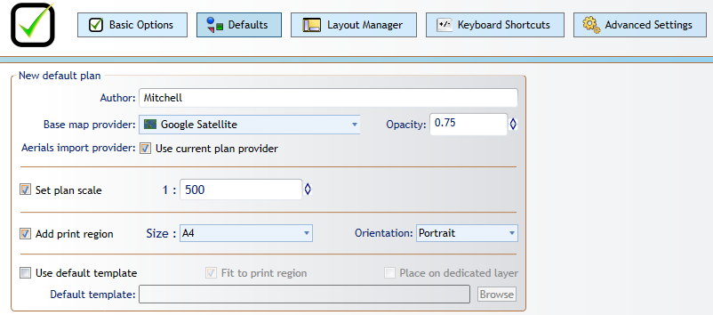 default plan preferences