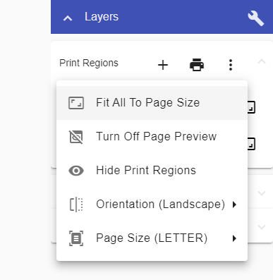 Fit all print regions to the selected page size