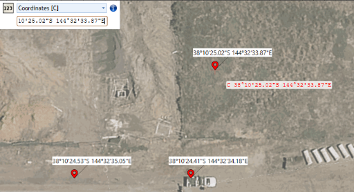 dimensions input panel - location marker