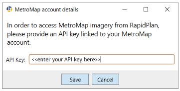 MetroMap credentials dialog