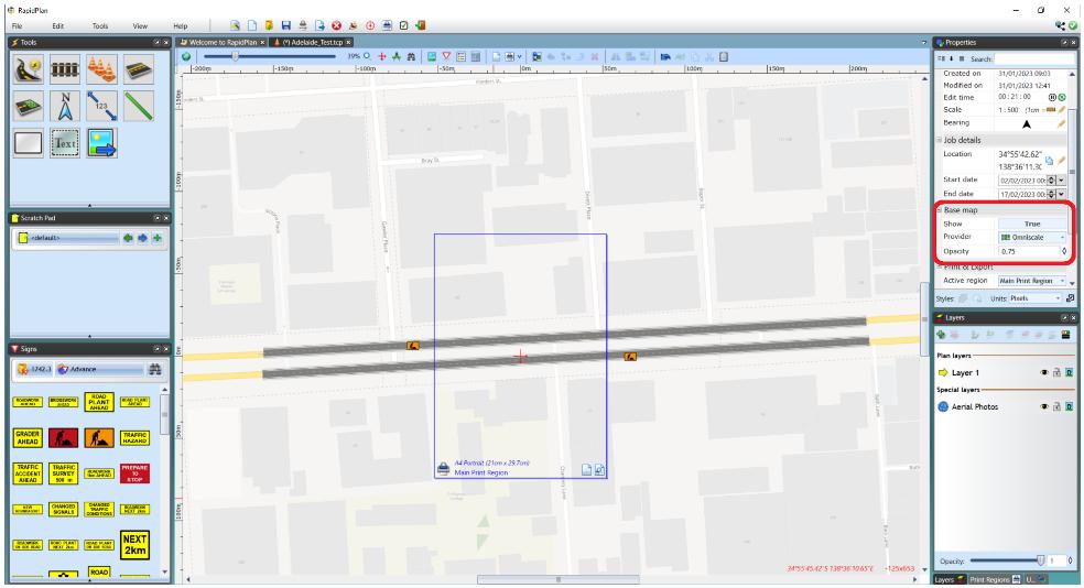 Plan properties base map settings