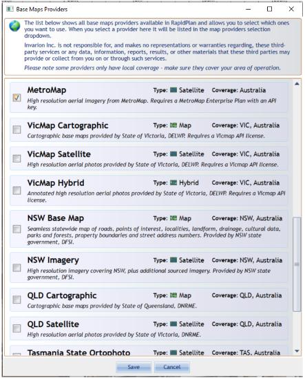 Providers dialog