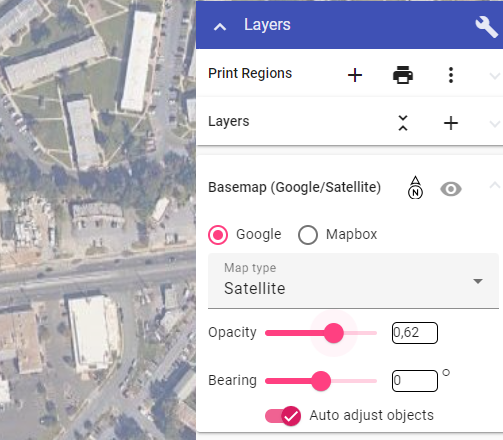 Reduce basemap opacity to emphasize plan objects