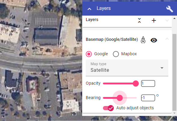 Adjust the basemap bearing in the Layers palette